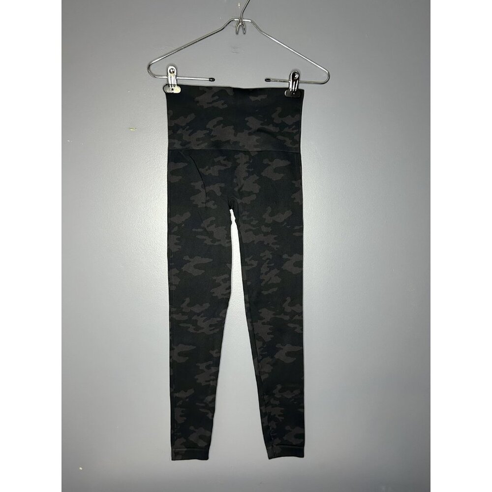 Spanx Leggings Womens M Black Camo Look At Me Now High Rise Seamless Shapewear